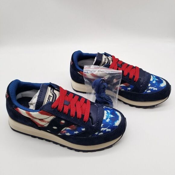 Saucony Women Jazz 81 USA Sneakers Size 5 Navy Red  Low Top - Picture 4 of 6